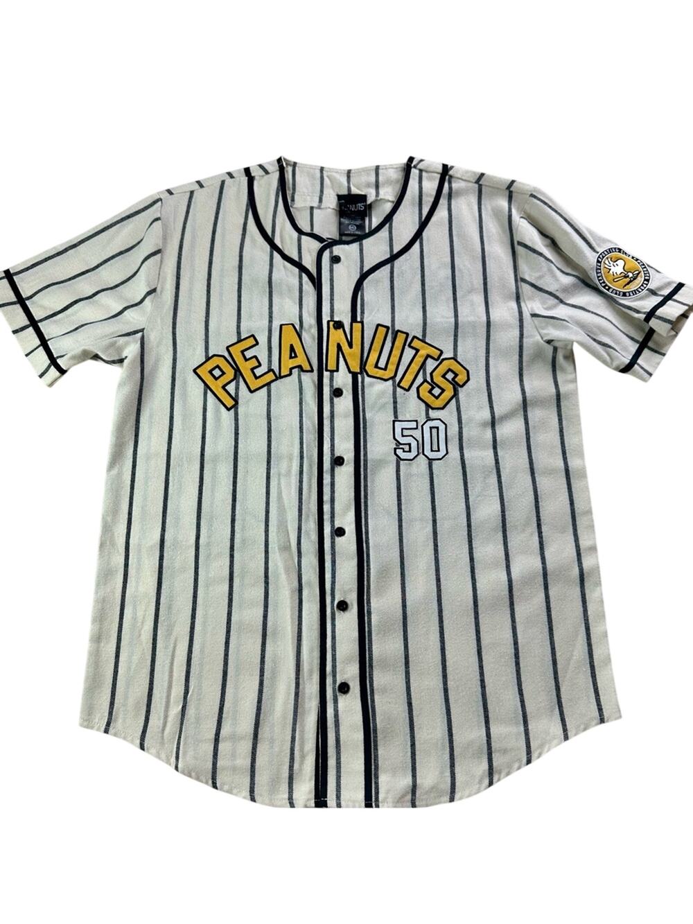 Lunchbox Peanuts Pinstriped Button Down Baseball Jersey - Limited Edition